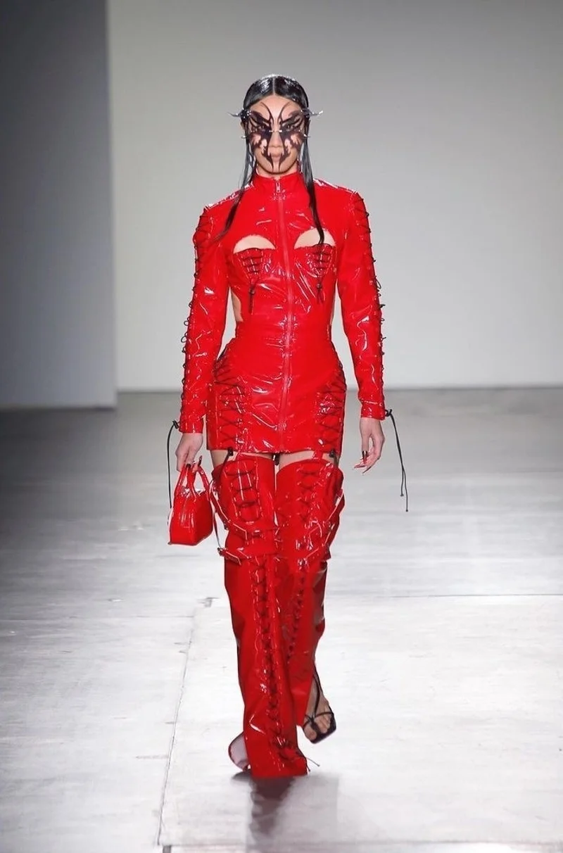Darin Apinya walking NYFW for Namilia
